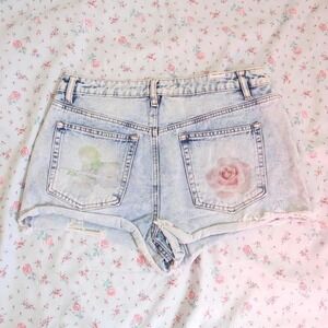 y2k patchwork denim shorts union jack acid wash vintage